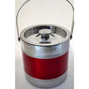 Ice Bucket-Oggi-Stainless Steel-Silver-Red-Hammered Finish-MCM